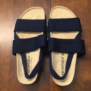 Navy Arcopedico sandals size 39.
